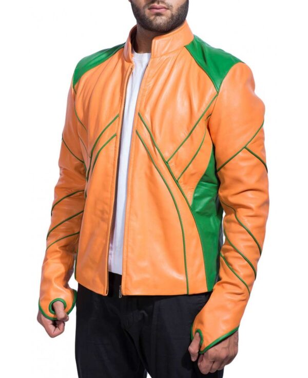Orange Green Smallville Aquaman Leather Jacket