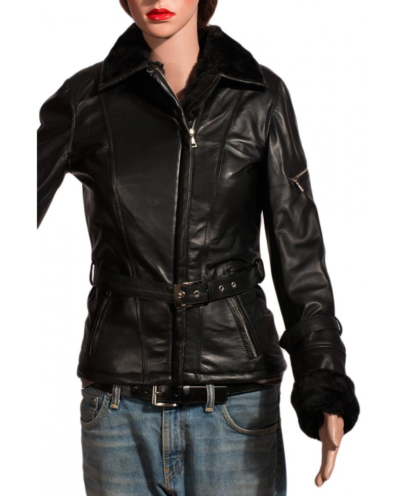 Emma Swan Once Upon A Time Black Fur Leather Jacket