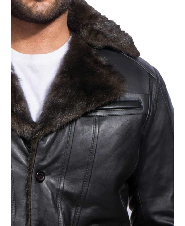 Men's Black Fur Jacket - Image 5