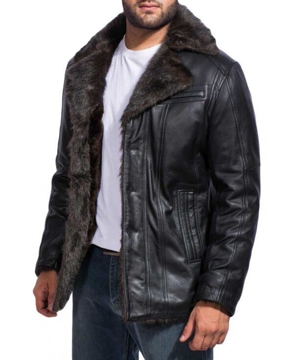 Men's Black Fur Jacket - Image 7