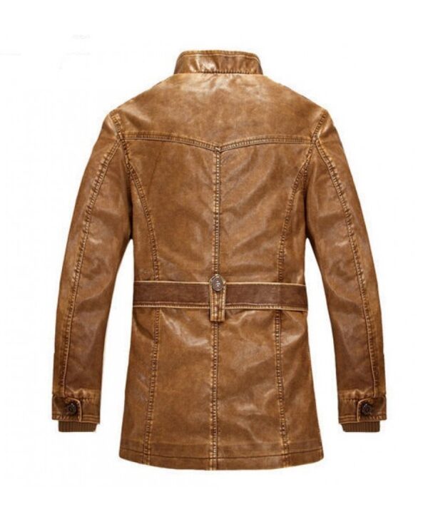 Brown Leather Jacket With Fur Lining - Image 2