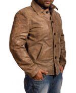 Dean Winchester Distressed Brown Leather Jacket Side