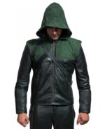 Stephen Amell Green Arrow Genuine Leather Hood