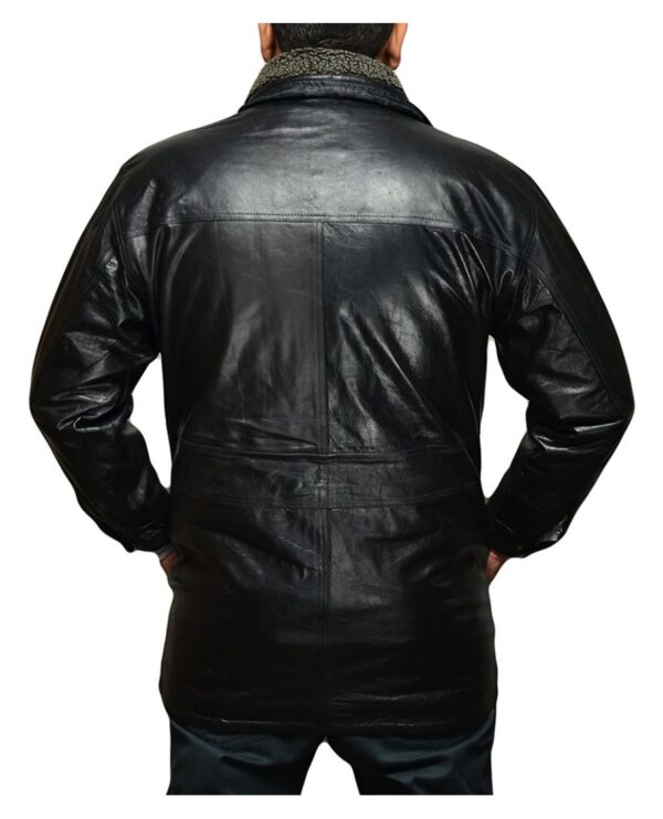 Men's Black Military Coat Jacket - Image 2