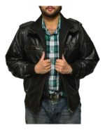 Men's Distressed Luff Pilot Leather Bomber Jacket