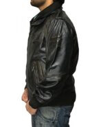 Men's Distressed Brown Bomber Jacket Side