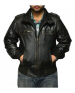 Distressed Leather Bomber Jacket for men