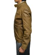 Men's Suede Yellowish Brown Fashion Jacket - Image 3