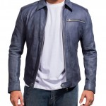 Aaron Paul Need For Speed Blue Leather Jacket