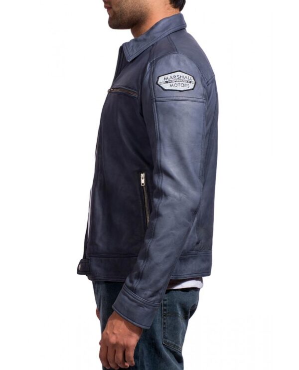 Aaron Paul Need For Speed Blue Leather Jacket - Image 2
