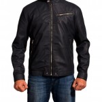 Navy Blue Leather Jacket