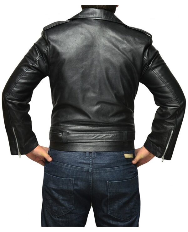 Classic Moto Biker Black Jacket - Image 4