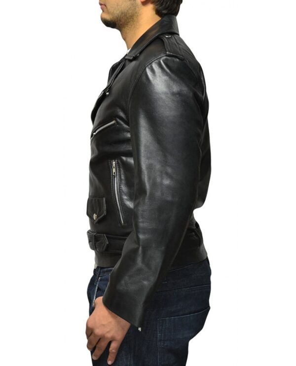Classic Moto Biker Black Jacket - Image 3