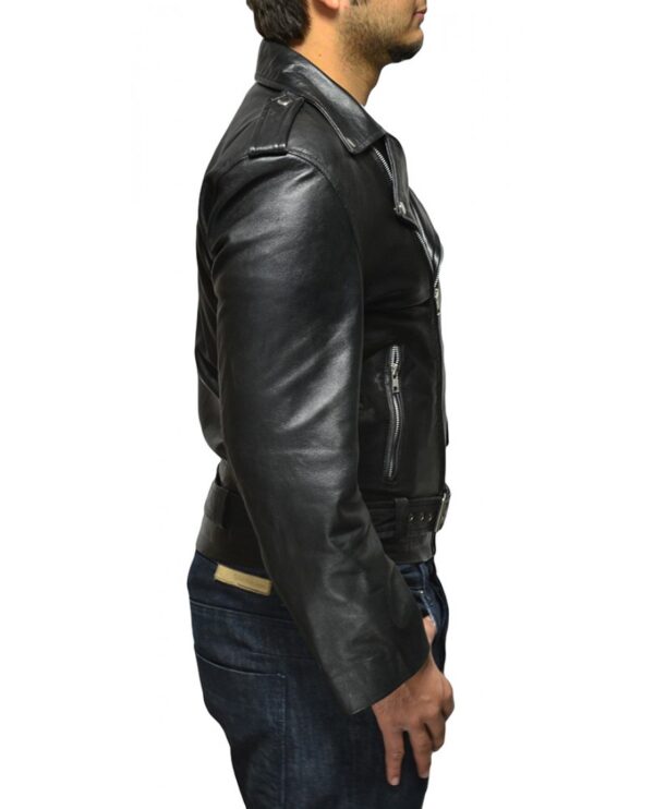Classic Moto Biker Black Jacket - Image 2