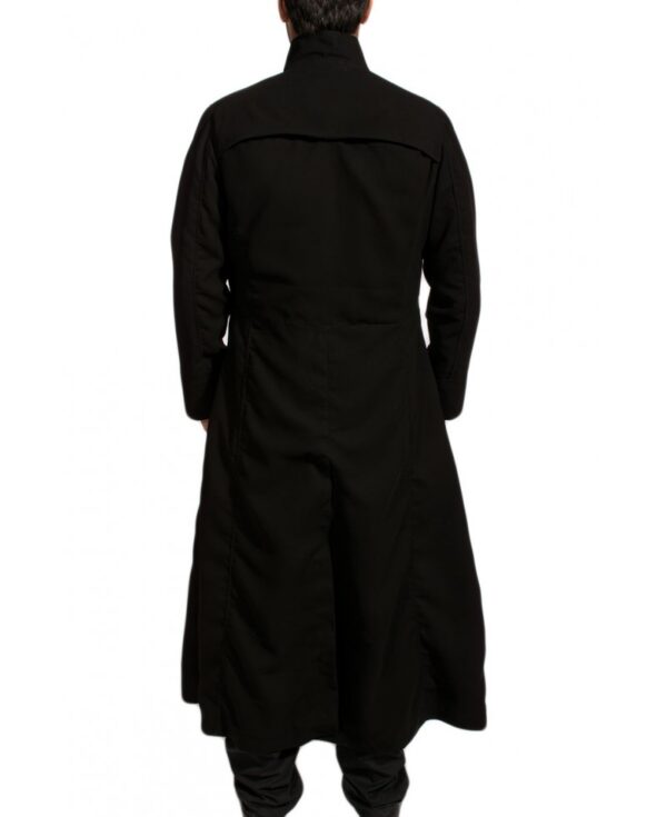 Classic Long Black Cotton Winter Coat - Image 2
