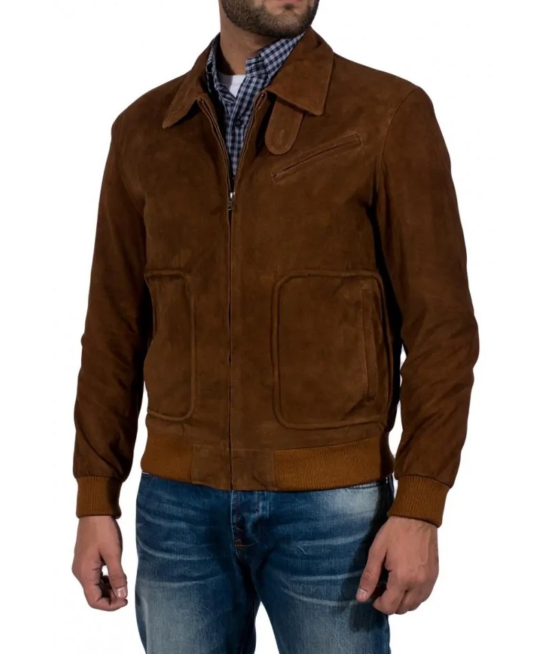 Armie Hammer Brown Suede Leather Jacket Maker of Jacket