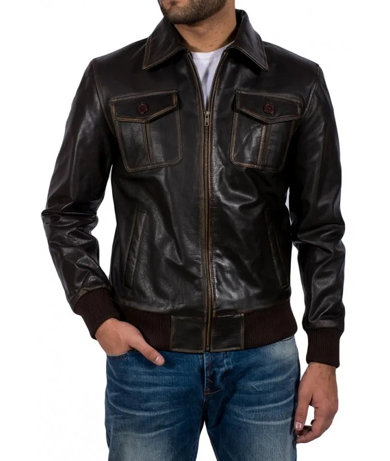 Burnt Brown Cowboy Four Pockets Leather Jacket (1) Burnt Brown Cowboy Four Pockets Leather Jacket
