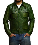 Diesel Green Darren Biker Leather Jacket