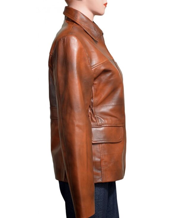 Hunger Games Catching Fire Distress Brown Leather Jacket