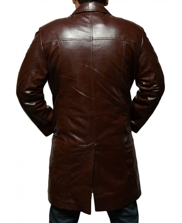 Men's Fashion Brown Long Coat - Image 3