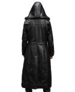 Huntsman Black Hooded Leather Trench Coat