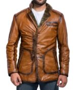 Men's Brown Winter Fur Leather Jacket