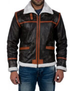 Alpine Brown Stripped Fur Leather Jacket