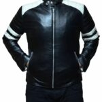Monza Black with White Striped Leather Jacket