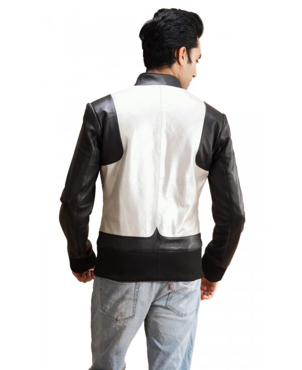 Spade Silver Black Leather Bomber Jacket