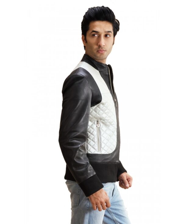 Men Silver Black Bomber Jackets
