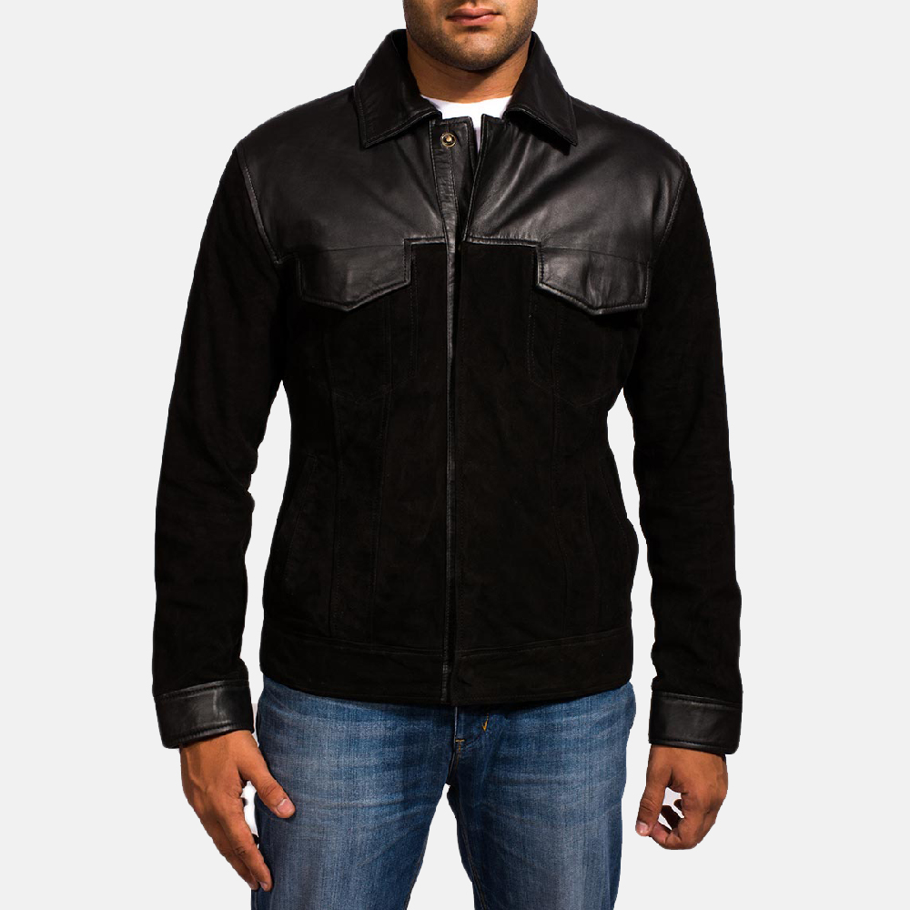 Fusion Black Suede Leather Jacket - Maker of Jacket