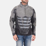 Militia Grey Leather Jacket - Image 3