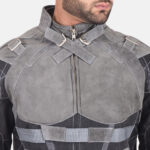 Militia Grey Leather Jacket - Image 6
