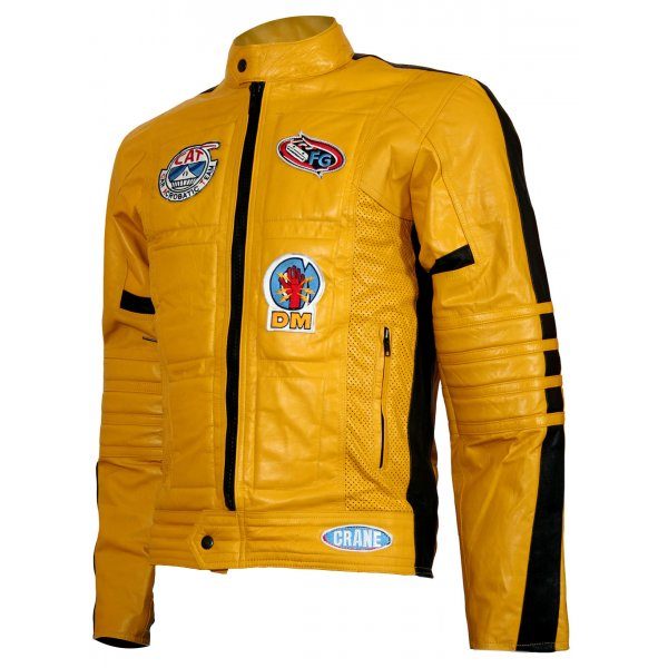 Jackson Yellow and Black Leather Motorcycle Jacket