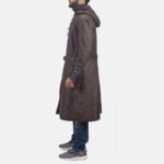 Brown Leather Trench Coat For Men