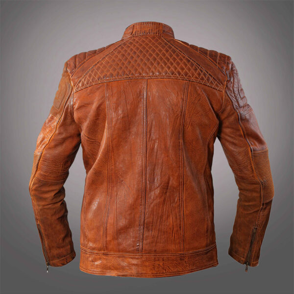 Cafe Racer Classic Cult Waxed Brown Leather Jacket - Image 3
