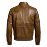 Coffmen Brown Leather Bomber Jacket Back