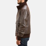Columbus Brown Leather Bomber Jacket - Image 3