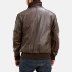 Columbus Brown Leather Bomber Jacket - Image 4