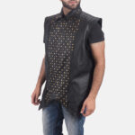 Domini Deval Black Leather Studded Vest