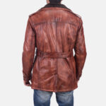 Hunter Distressed Brown Fur Leather Coat back