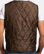 Hybridge Quilted Style Brown Satin Vest