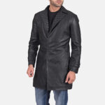 Infinity Quilted Style Black Leather Long Coat - Image 2