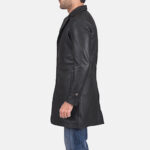 Infinity Quilted Style Black Leather Long Coat - Image 3