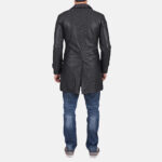 Infinity Quilted Style Black Leather Long Coat - Image 4