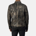 Ionic Distressed Brown Leather Jacket Back
