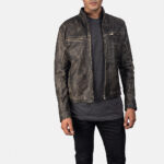 Distressed Leather Brown Motorcycle Jacket