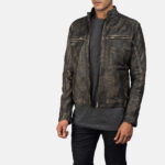 Ionic Distressed Leather Motorcycle Jacket