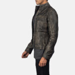 Ionic Distressed Brown Leather Jacket