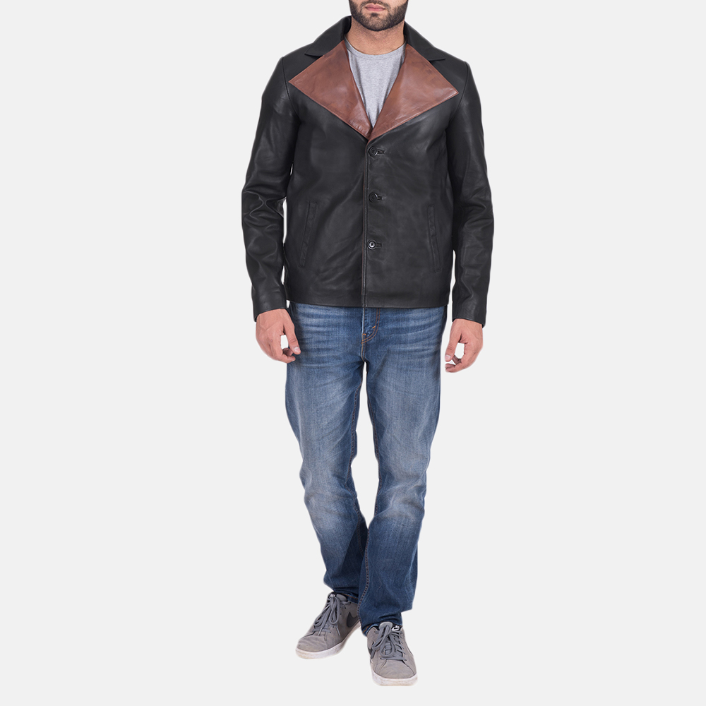 Jaxon-Black-Leather-Jacket. (2) Jaxon Black Leather Jacket - Image 1
